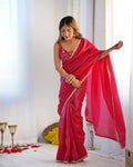 PREMIUM GOLD CRUSH TISSUE SILK READY-TO-WEAR SAREE WITH STITCHED BLOUSE