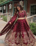 MAROON COLOR RANGOLI SILK EMBROIDERED LEHENGA CHOLI