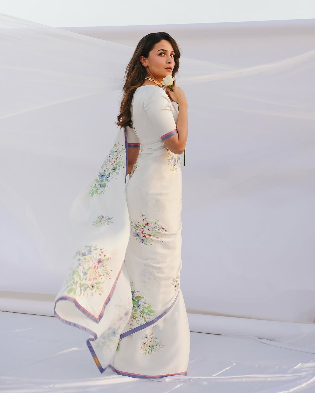 ALIA BHATT INSPIRED BOLLYWOOD PRINTED SATIN SILK SAREE
