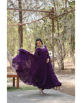 PURPLE COLOR DESIGNER EMBROIDERED GOWN WITH DUPATTA