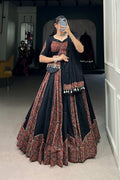 BLACK COTTON CHANIYA CHOLI SET WITH GOTA PATTI AND PRINTED WORK TRADITIONAL LEHENGA