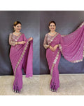 BOLLYWOOD BLOCKBUSTER ORIGINAL MIRROR WORK DESIGNER SAREE WITH BLOUSE