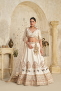 WHITE LEHENGA WITH INTRICATE ELEPHANT ZARI WORK – ROYAL FESTIVE WEAR