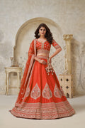 PREMIUM RUST LEHENGA WITH ELEGANT LEAF MOTIF WORK