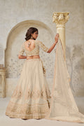 ELEGANT BEIGE IVORY WEDDING LEHENGA WITH INTRICATE LEAF EMBROIDERY
