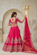 PINK WEDDING LEHENGA WITH INTRICATE LEAF EMBROIDERY