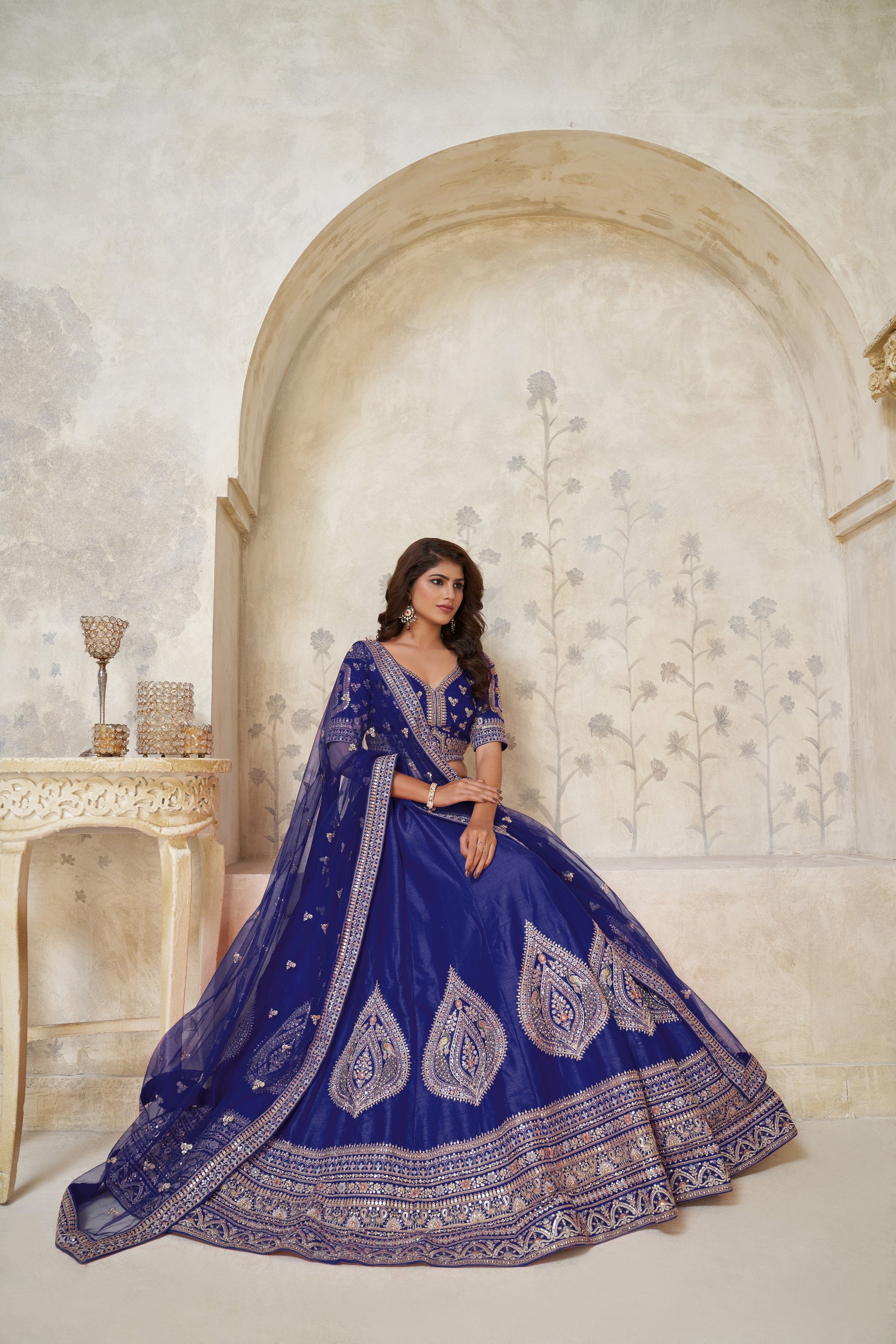 PREMIUM ROYAL PURPLE LEHENGA WITH ELEGANT ZARI DETAILING