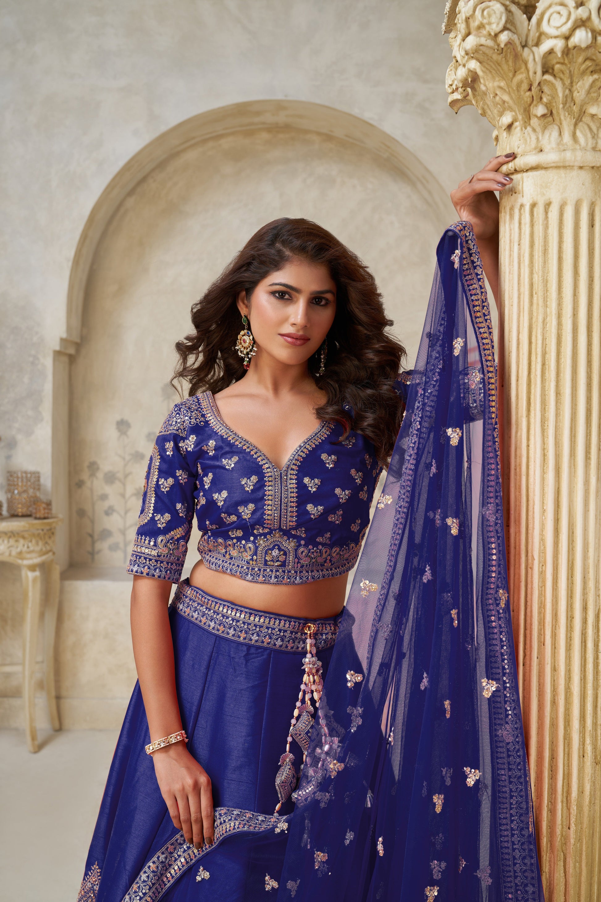 PREMIUM ROYAL PURPLE LEHENGA WITH ELEGANT ZARI DETAILING