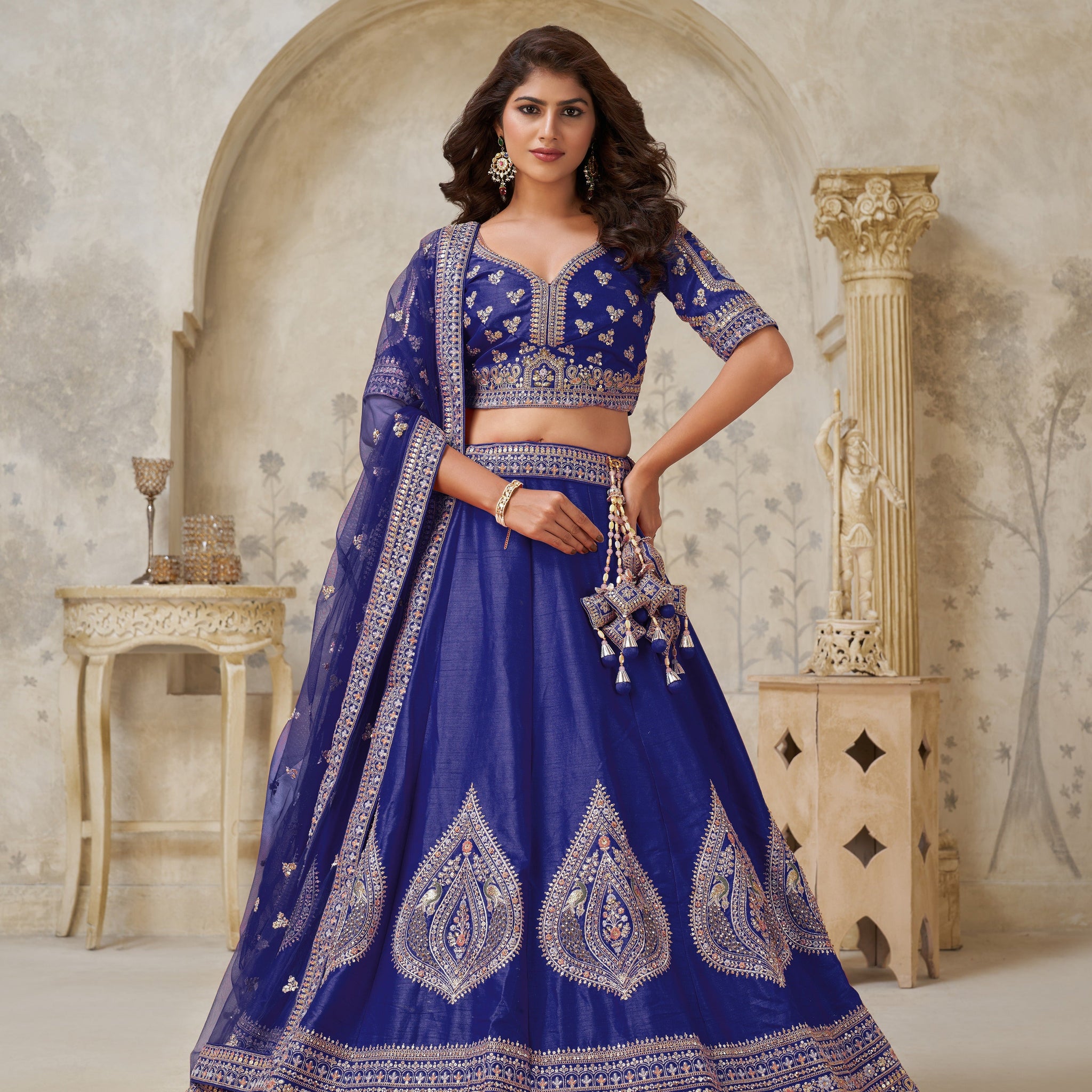 PREMIUM ROYAL PURPLE LEHENGA WITH ELEGANT ZARI DETAILING