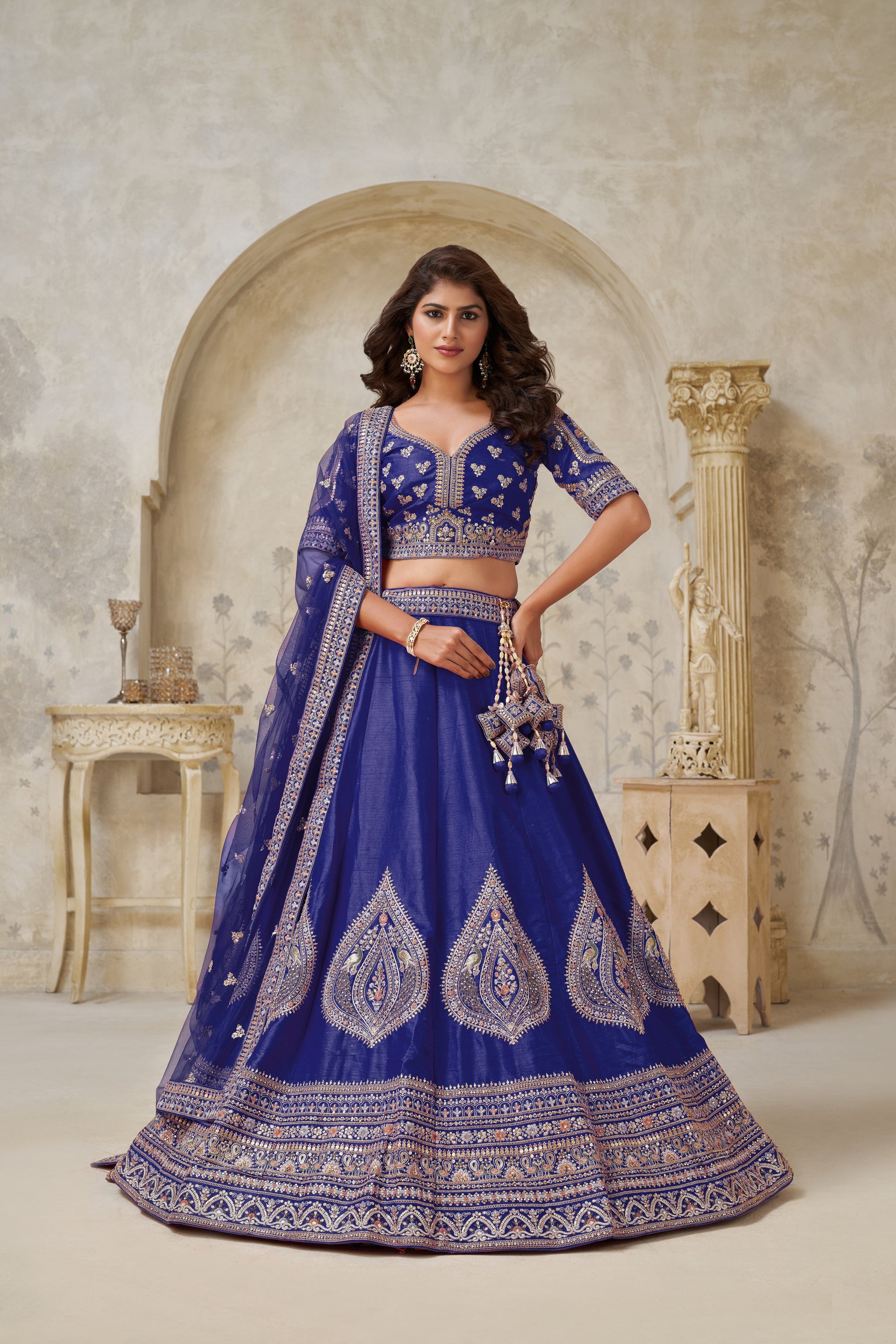 PREMIUM ROYAL PURPLE LEHENGA WITH ELEGANT ZARI DETAILING