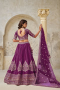 PREMIUM WINE LEHENGA WITH DELICATE LEAF MOTIF WORK