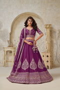 PREMIUM WINE LEHENGA WITH DELICATE LEAF MOTIF WORK