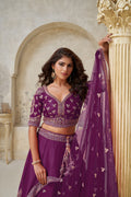 PREMIUM WINE LEHENGA WITH DELICATE LEAF MOTIF WORK