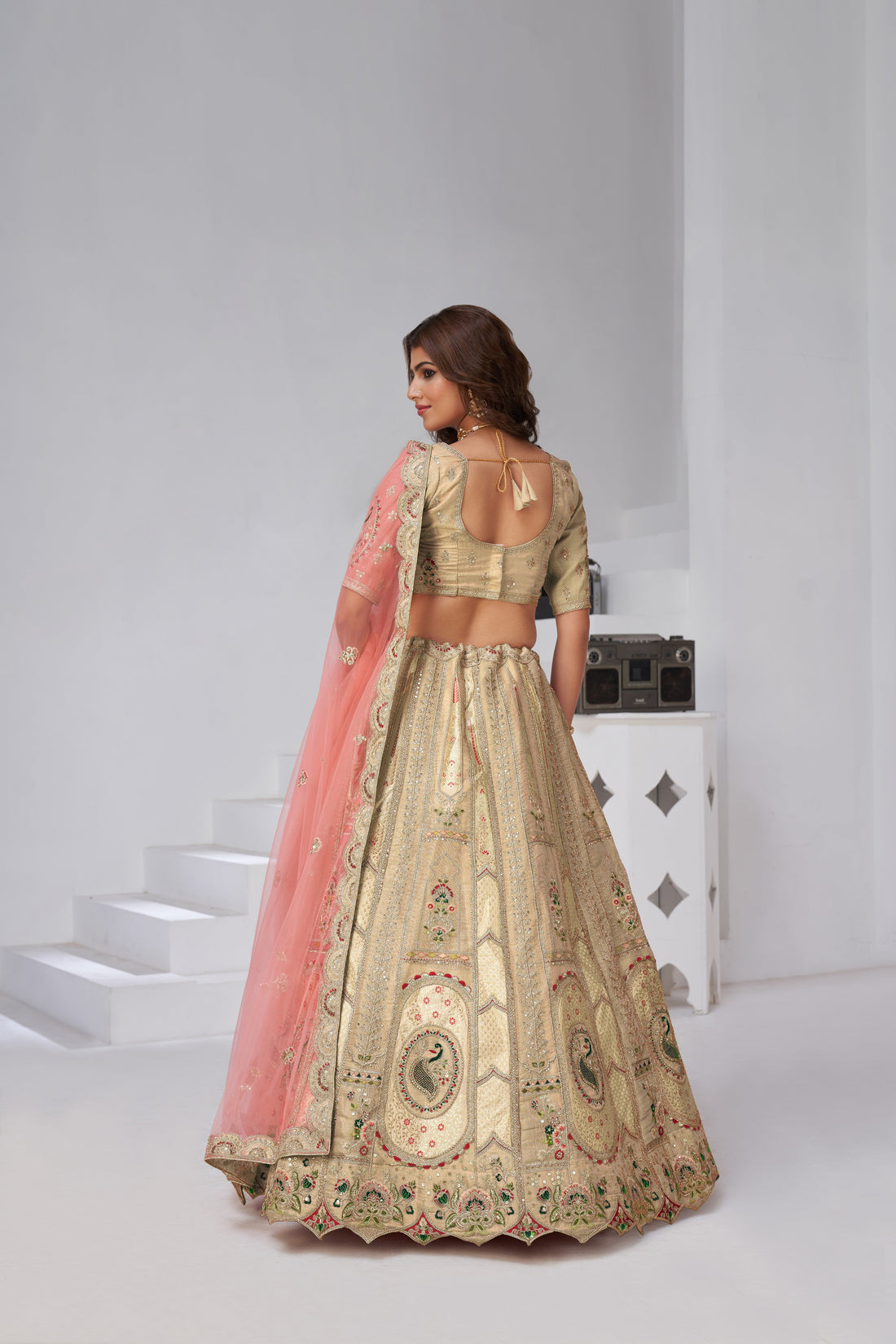 DESIGNER CREAM RAW SILK LEHENGA – FESTIVE GLAM COLLECTION