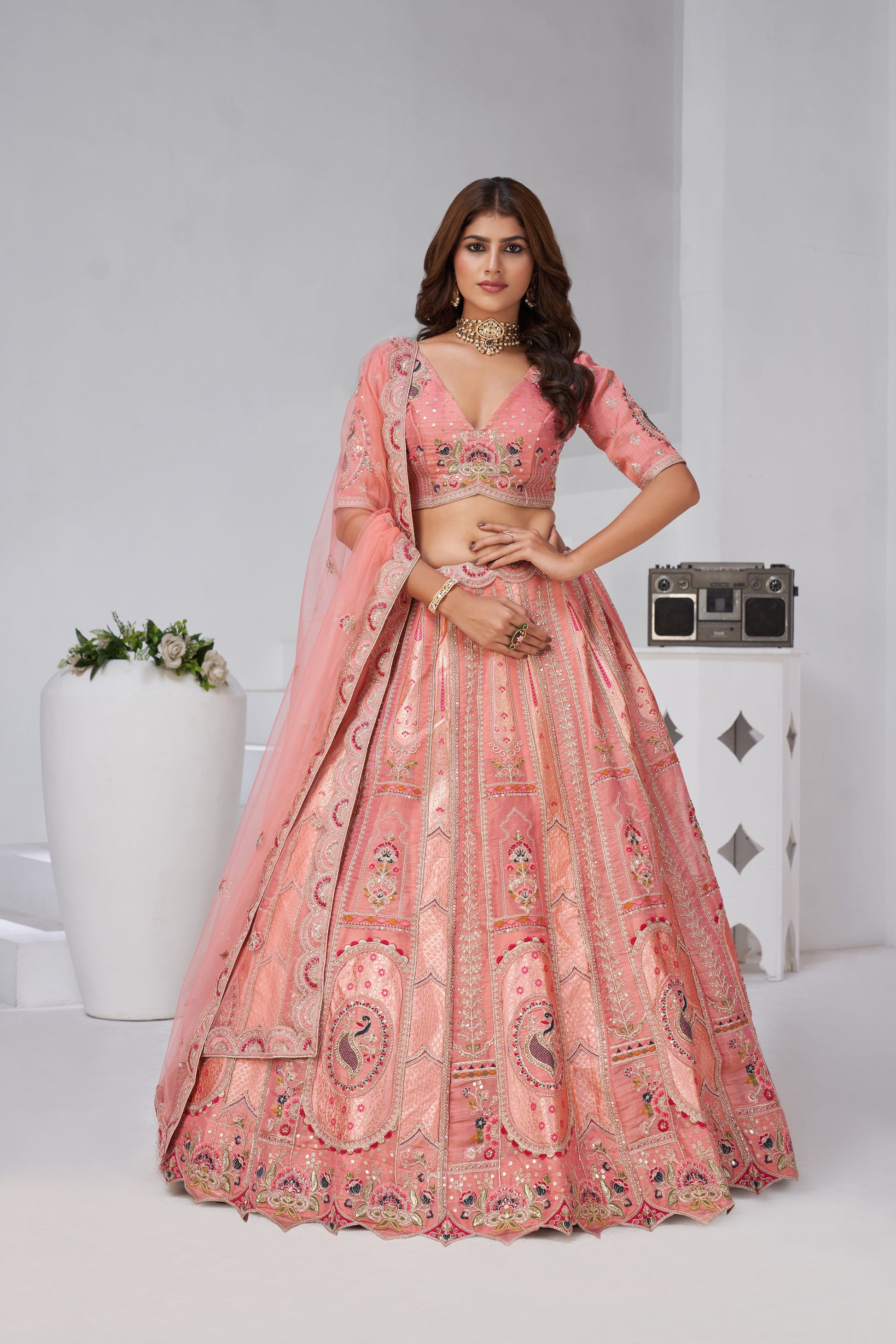 PINK PERFECTION RAW SILK BRIDAL LEHENGA – PREMIUM WEDDING WEAR