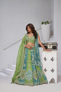 VIBRANT DUAL TONE GREEN & TURQUOISE LEHENGA WITH DOUBLE DUPATTAS