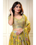 LUMINOUS LIME YELLOW FLORAL PRINTED EMBELLISHED LEHENGA CHOLI