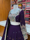 DARK PURPLE COLOR VICHITRA SILK BASE WEDDING SPECIAL FULLY STITCHED LEHENGA CHOLI