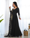 TIMELESS BLACK GEORGETTE GOWN ENSEMBLE LUXURIOUS EMBELLISHMENTS
