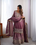 WILD PLUM COLOR GRACEFUL DUAL SHADED SHARARA SETS