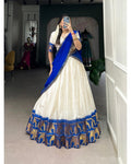 ROYAL BLUE COLOR CHEX WITH ZARI WEAVING WORK POLY COTTON PATTU LEHENGA CHOLI