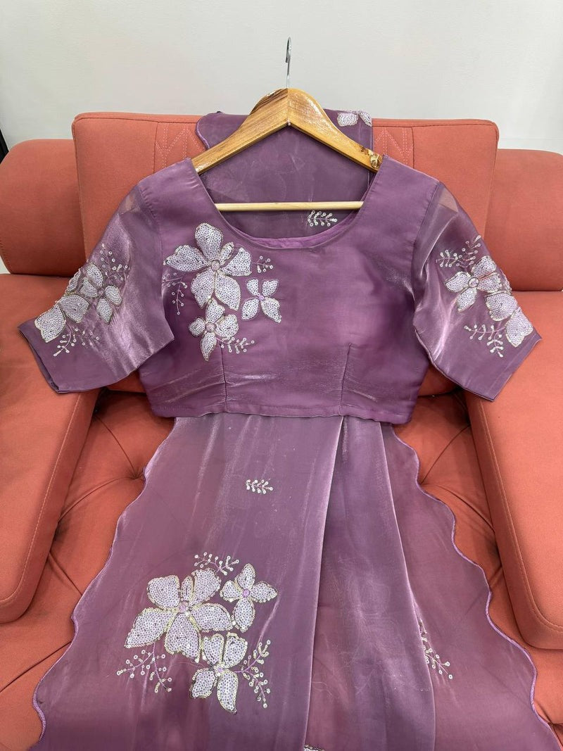 DESIGNER LOOK JIMMY CHOO FABRIC BASE EMBROIDERY SEQUNCE WORK SAREE