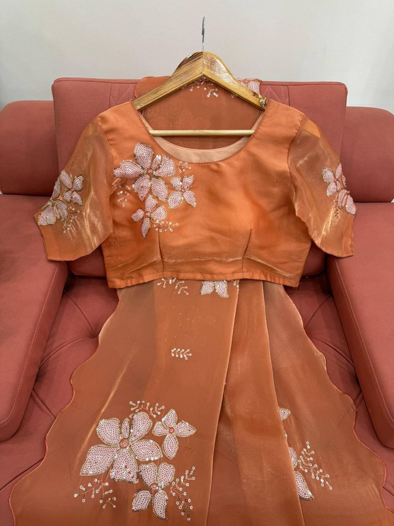 DESIGNER LOOK JIMMY CHOO FABRIC BASE EMBROIDERY SEQUNCE WORK SAREE