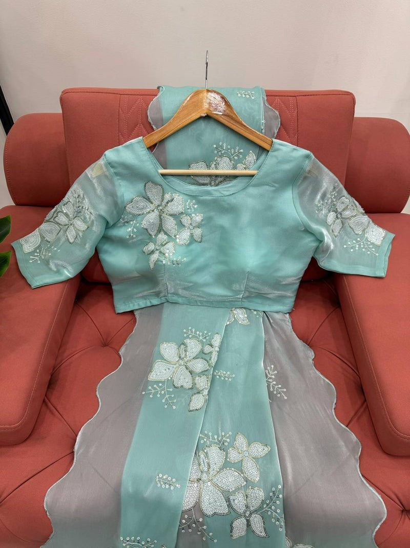 DESIGNER LOOK JIMMY CHOO FABRIC BASE EMBROIDERY SEQUNCE WORK SAREE