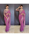 BOLLYWOOD BLOCKBUSTER ORIGINAL MIRROR WORK DESIGNER SAREE WITH BLOUSE