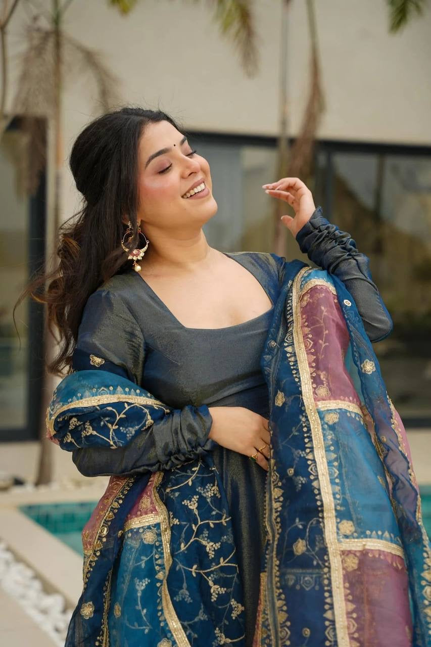 NOOR SERENITY TWILL NET SILK SUIT SET OF 3