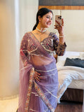 KRITIKA SINGH IN PLUSH PURPLE EMBROIDERED NET SAREE WITH BLOUSE