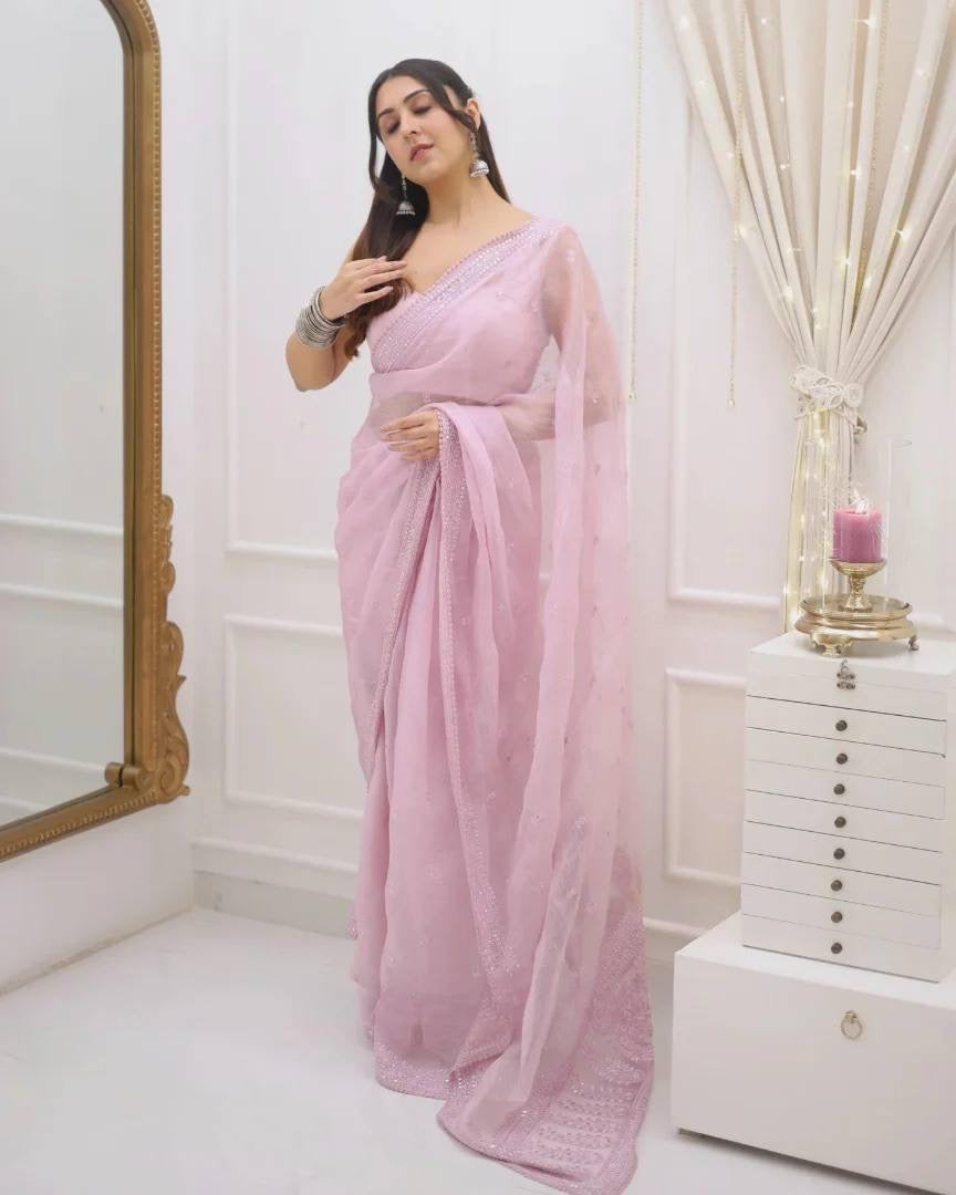 DESIGNER LOOK PINK COLOR KOTA CHEX SAREE