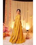 BEAUTIFUL HALDI SPECIAL HEAVY ROMAN SILK BASE GOWN WITH DUPATTA