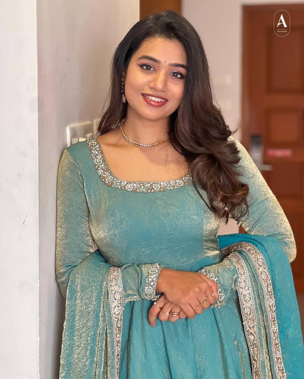 PARTY WEAR STYLE HEAVY FENDY SILK BASE EMBROIDERY SEQUENCE WORK GOWN