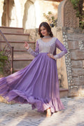 LAVENDER COLOR STAR GEORGETTE EMBROIDERED GOWN