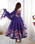 ROYAL PURPLE ORGANZA SILK ANARKALI SUIT SET