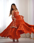 ELEGANT ORANGE ANARKALI SET FOR SPECIAL OCCASIONS