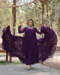 PURPLE COLOR DESIGNER EMBROIDERED GOWN WITH DUPATTA
