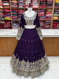 DARK PURPLE COLOR VICHITRA SILK BASE WEDDING SPECIAL FULLY STITCHED LEHENGA CHOLI