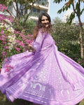 LUXURIOUS LAVENDER GEORGETTE ANARKALI SUIT SET WITH LAKHNAWI WORK