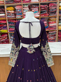 DARK PURPLE COLOR VICHITRA SILK BASE WEDDING SPECIAL FULLY STITCHED LEHENGA CHOLI