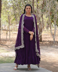 PURPLE COLOR DESIGNER EMBROIDERED GOWN WITH DUPATTA