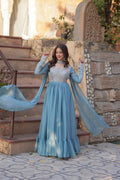 SKY COLOR STAR GEORGETTE EMBROIDERED GOWN