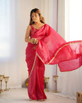 PREMIUM GOLD CRUSH TISSUE SILK READY-TO-WEAR SAREE WITH STITCHED BLOUSE