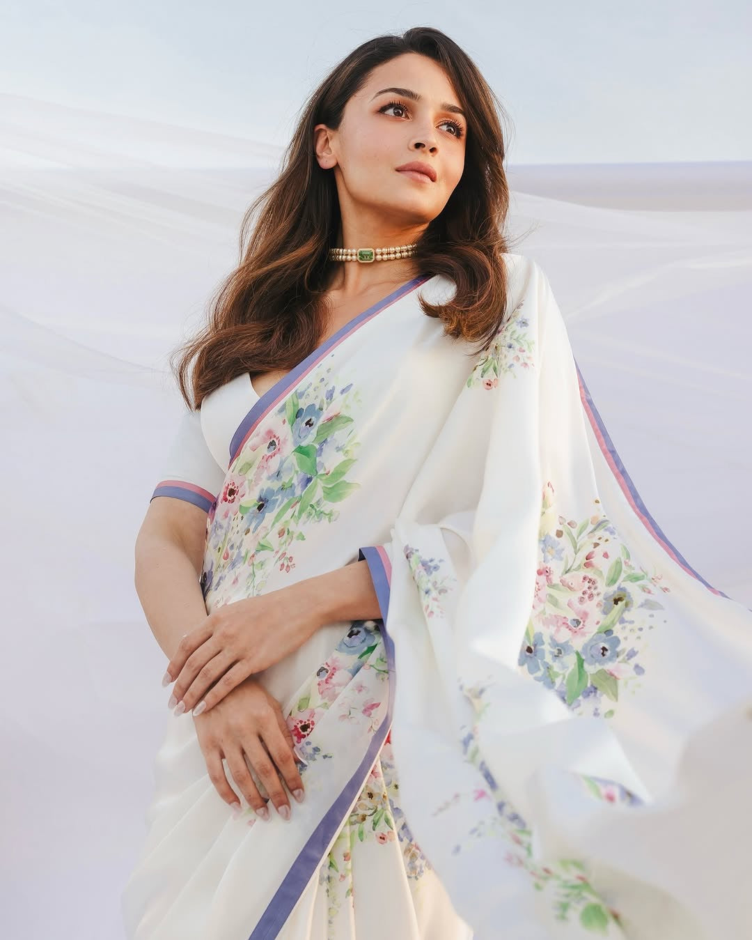 ALIA BHATT INSPIRED BOLLYWOOD PRINTED SATIN SILK SAREE