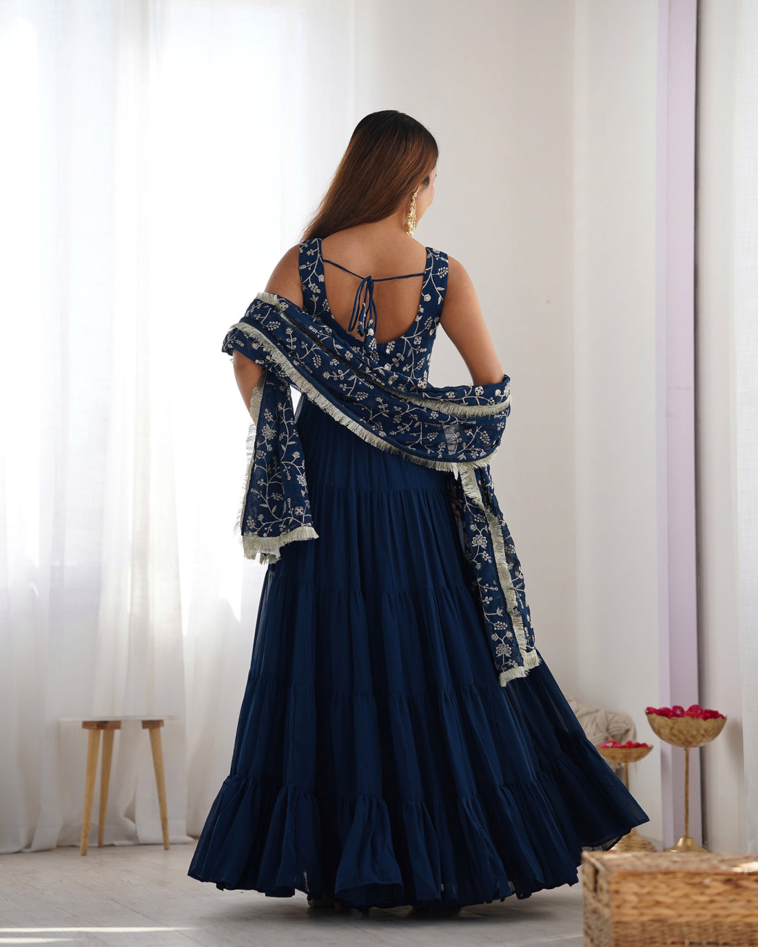 ELEGANT TEAL BLUE ANARKALI GOWN FOR SPECIAL OCCASIONS