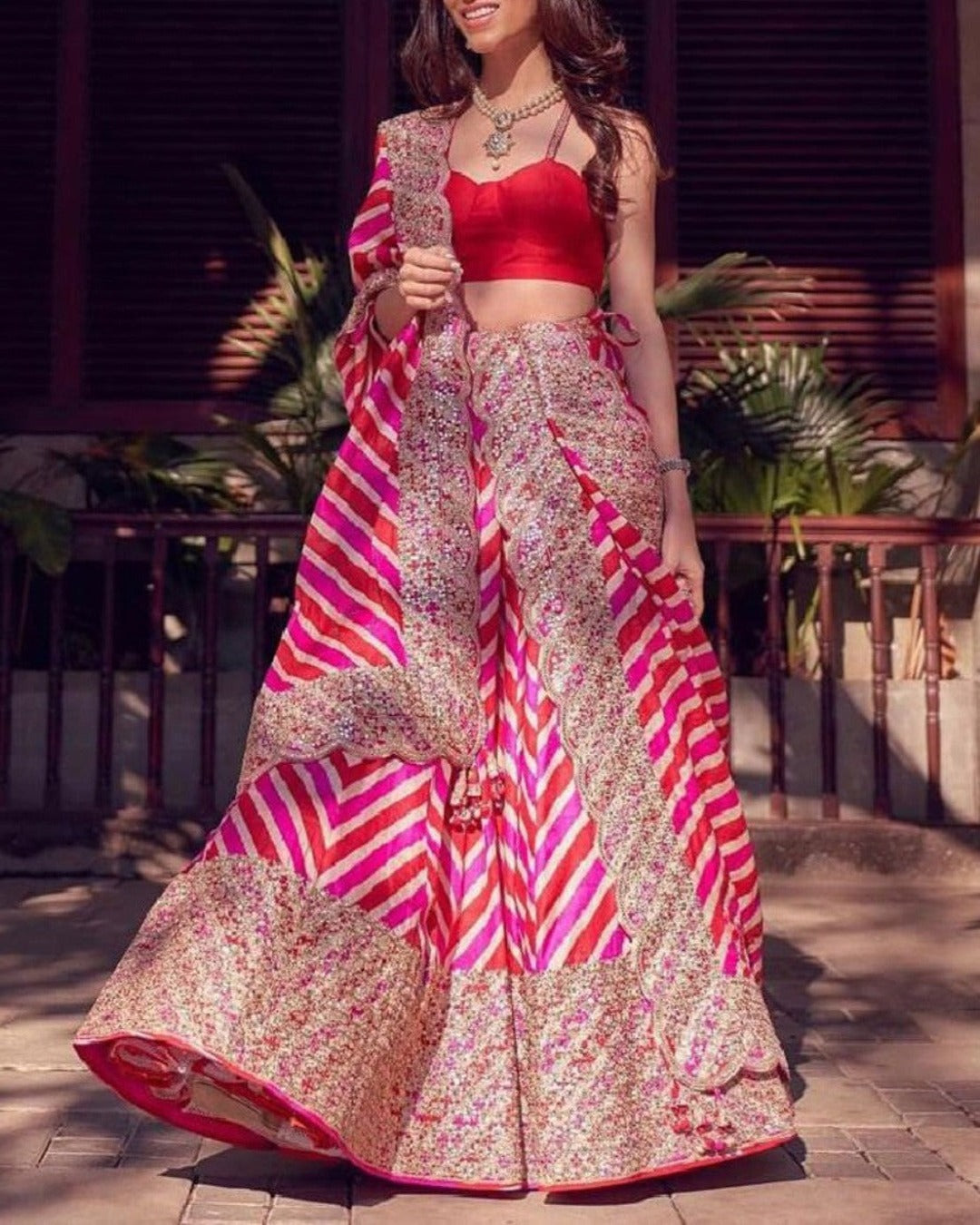 PINK COLORED SEQUENCE EMBROIDERY WORK DESIGNER LEHENGA CHOLI
