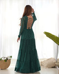 BOTTLE GREEN PURE SOFT FOX GEORGETTE ANARKALI GOWN WITH HUGE FLAIR
