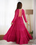 RANI PINK PURE SOFT FOX GEORGETTE ANARKALI GOWN WITH HUGE FLAIR