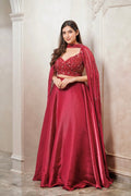 ELEGANT HOT JAPAN SATIN SILK LEHENGA, COMPLETE WITH A STYLISH STITCHED DUPATTA